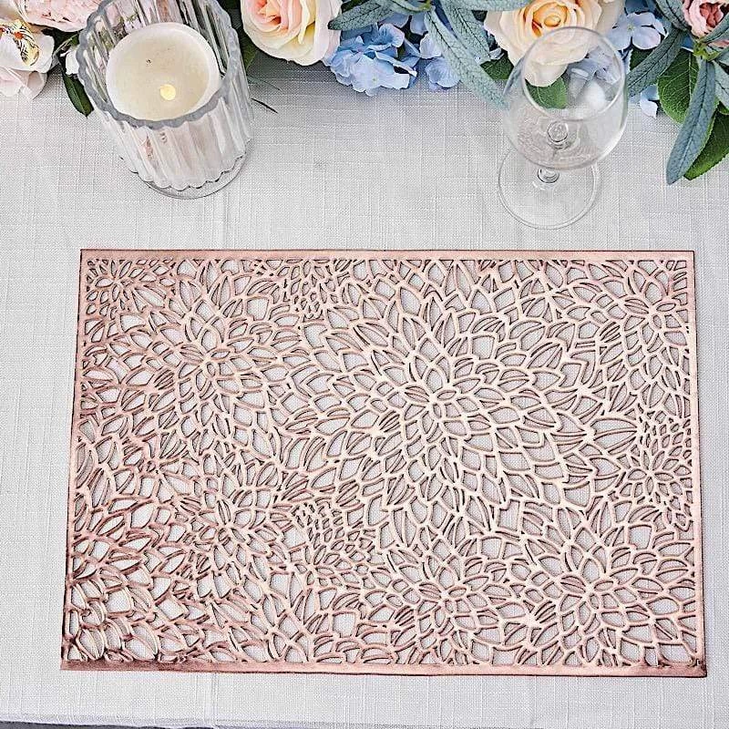 6 Pcs 18 In Rectangle Floral Design Vinyl Placemats - Image 20