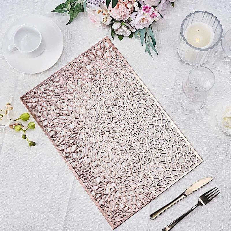 6 Pcs 18 In Rectangle Floral Design Vinyl Placemats - Image 10