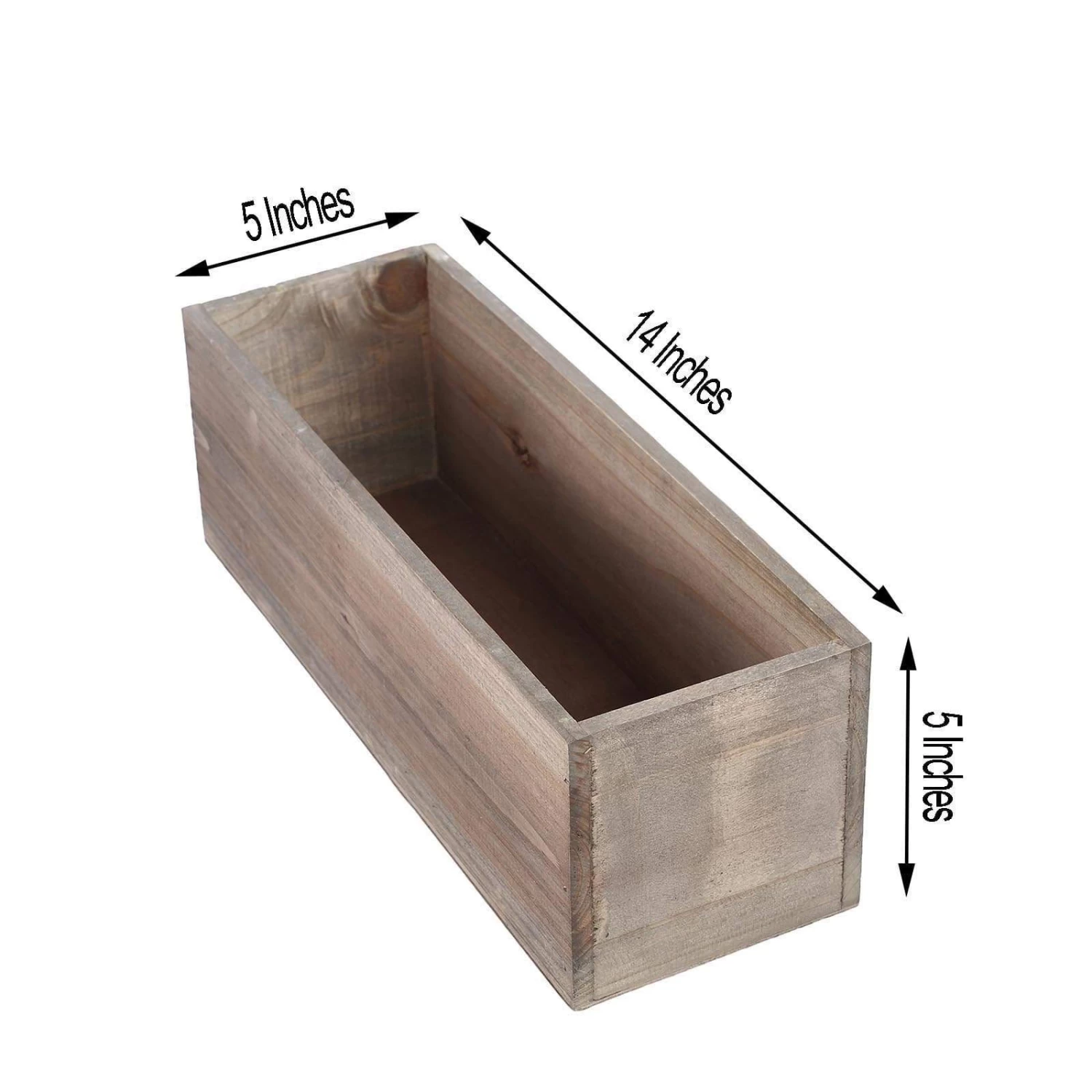 14" X 5" Wood Rustic Rectangular Planter Box Holders Centerpieces - Image 6