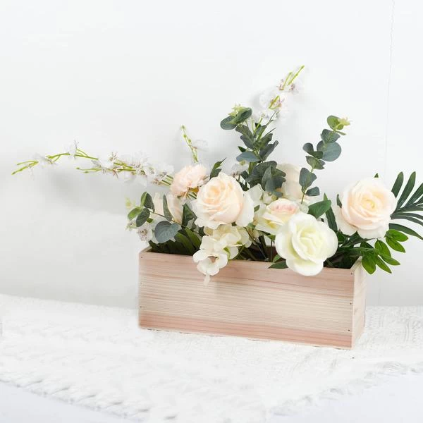 14" X 5" Wood Rustic Rectangular Planter Box Holders Centerpieces - Image 16