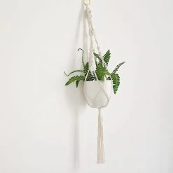 2 Ivory Cotton Ropes Macrame Plant Hanger Decorative Indoor Pot Holders