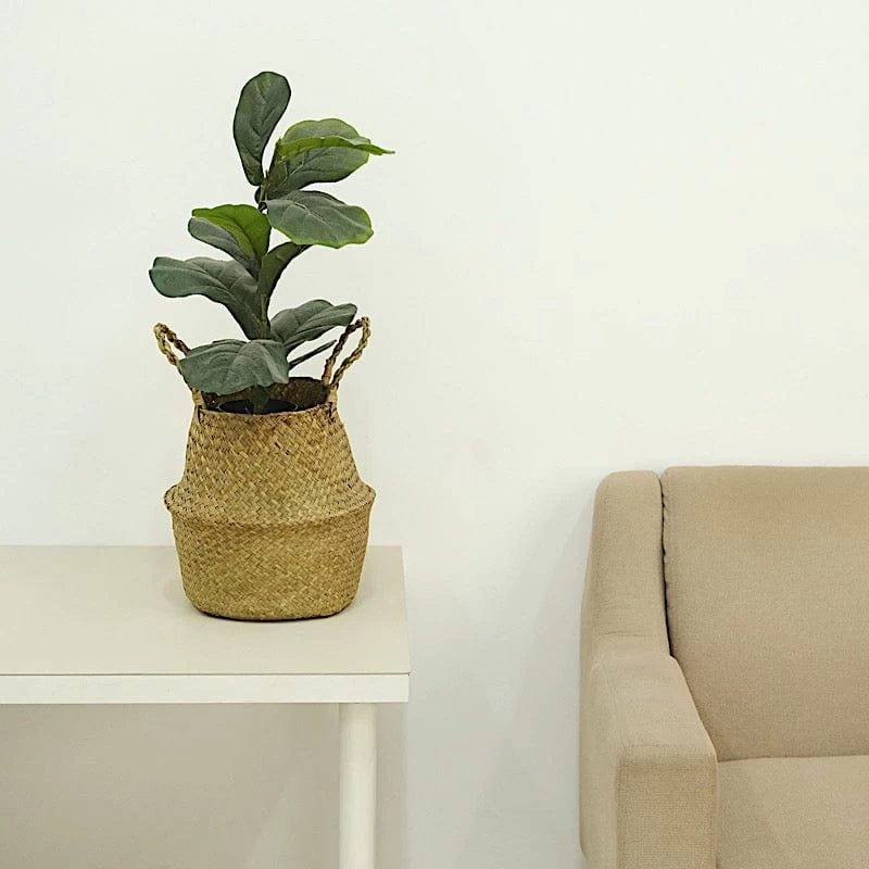 2 Natural Seagrass Woven Plant Baskets Flower Planter Holders - Image 2