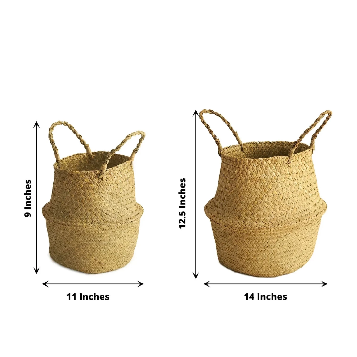 2 Natural Seagrass Woven Plant Baskets Flower Planter Holders - Image 6