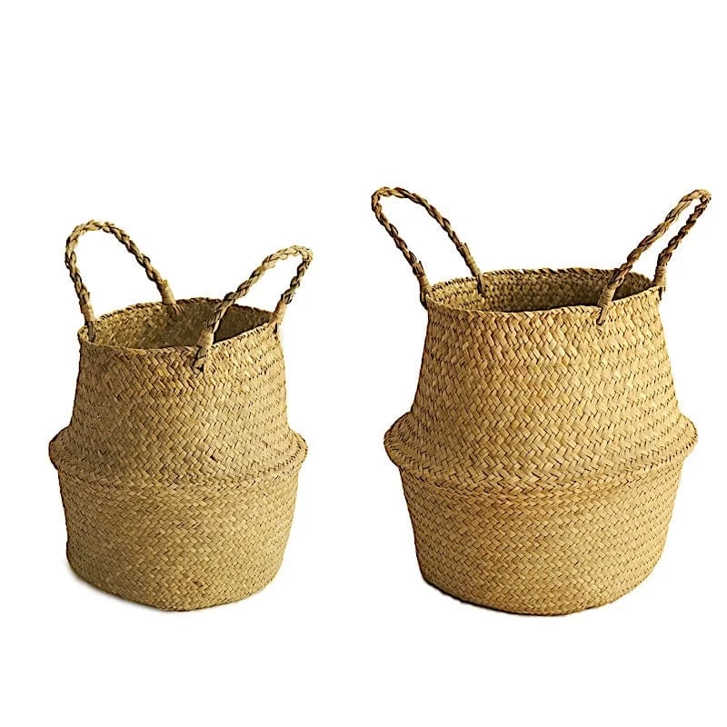 2 Natural Seagrass Woven Plant Baskets Flower Planter Holders - Image 9