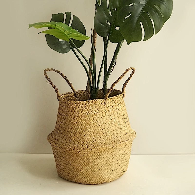 2 Natural Seagrass Woven Plant Baskets Flower Planter Holders - Image 7