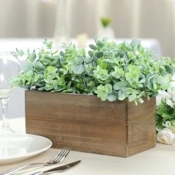 2 Pcs 10" X 5" Wood Rustic Rectangular Boxes Planter Holders Centerpieces