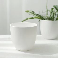 2 White 5.5 In Plastic Succulent Planters Indoor Flower Plant Pots