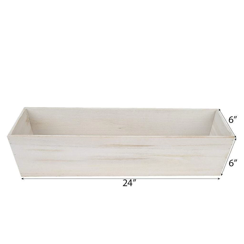 24" X 6" Wood Rustic Rectangular Planter Box Holders Centerpieces - Image 3