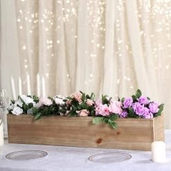 30" X 6" Wood Rustic Rectangular Box Planter Holders Centerpieces