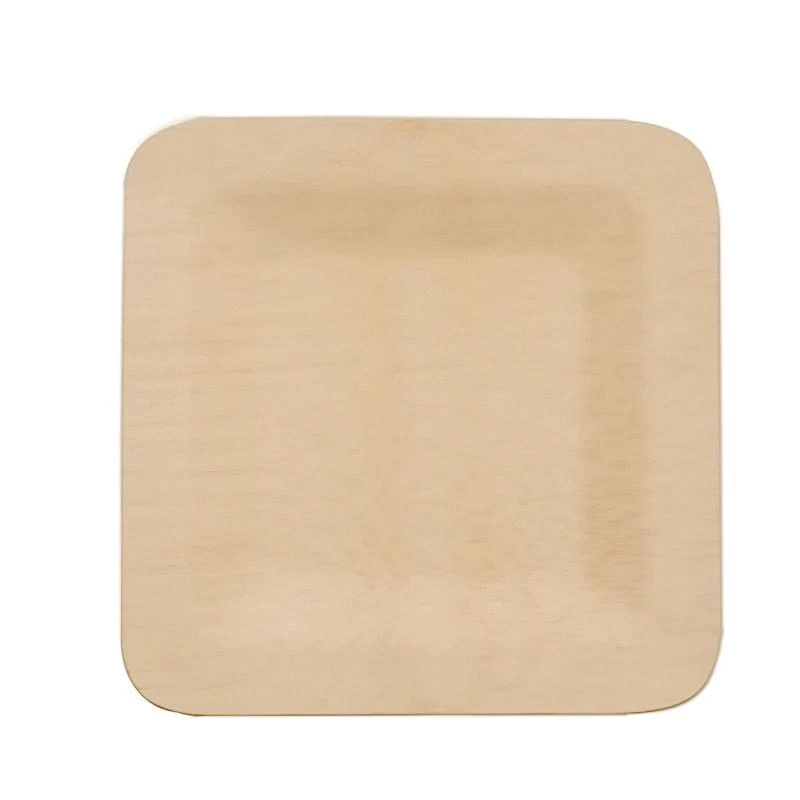 10 Pcs 9" Natural Sustainable Bamboo Square Plates - Image 3
