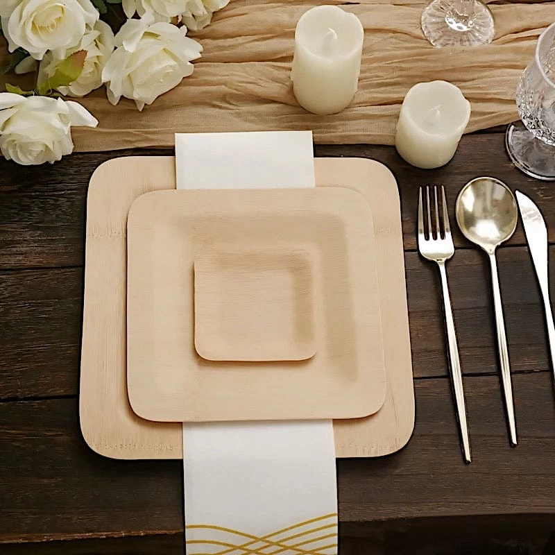 10 Pcs 9" Natural Sustainable Bamboo Square Plates - Image 5