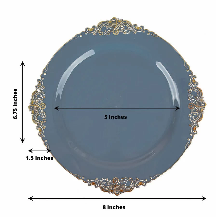 10 Round Disposable Plastic Salad Dinner Plates With Embossed Baroque Trim - Image 13