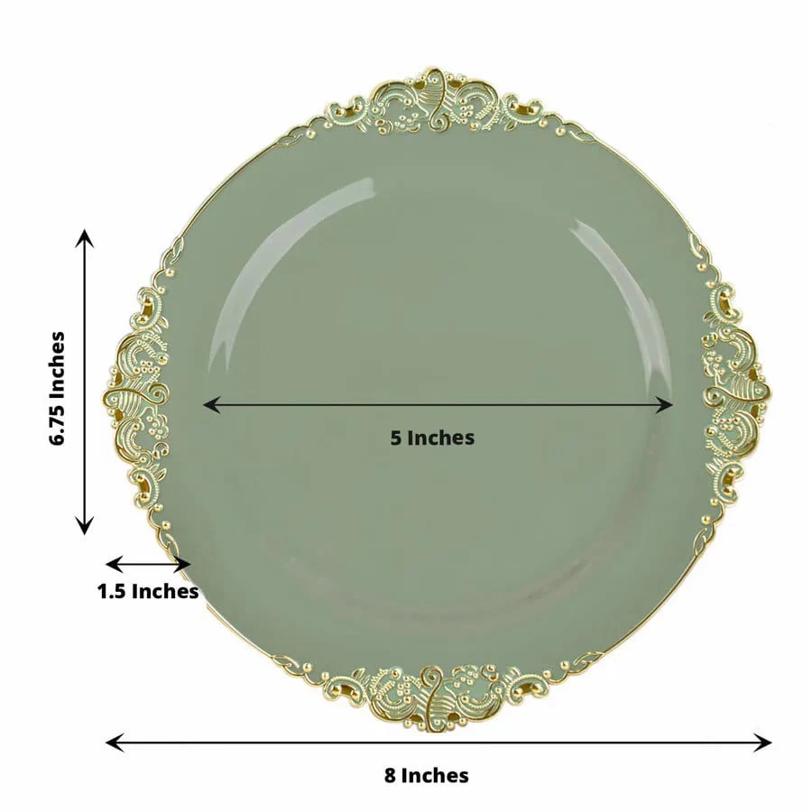 10 Round Disposable Plastic Salad Dinner Plates With Embossed Baroque Trim - Image 20
