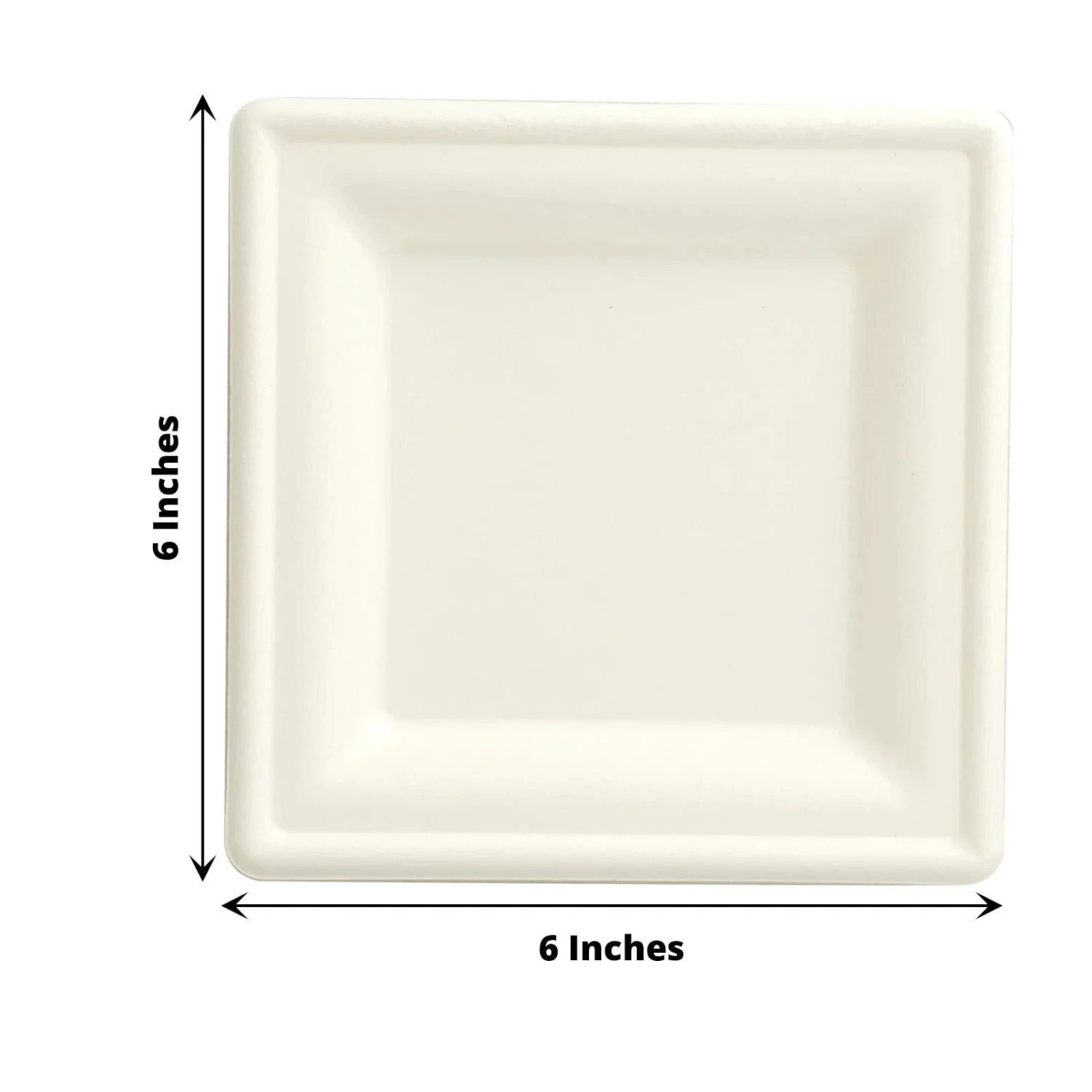 50 White Square Sustainable Bagasse Disposable Salad Dinner Plates - Image 2