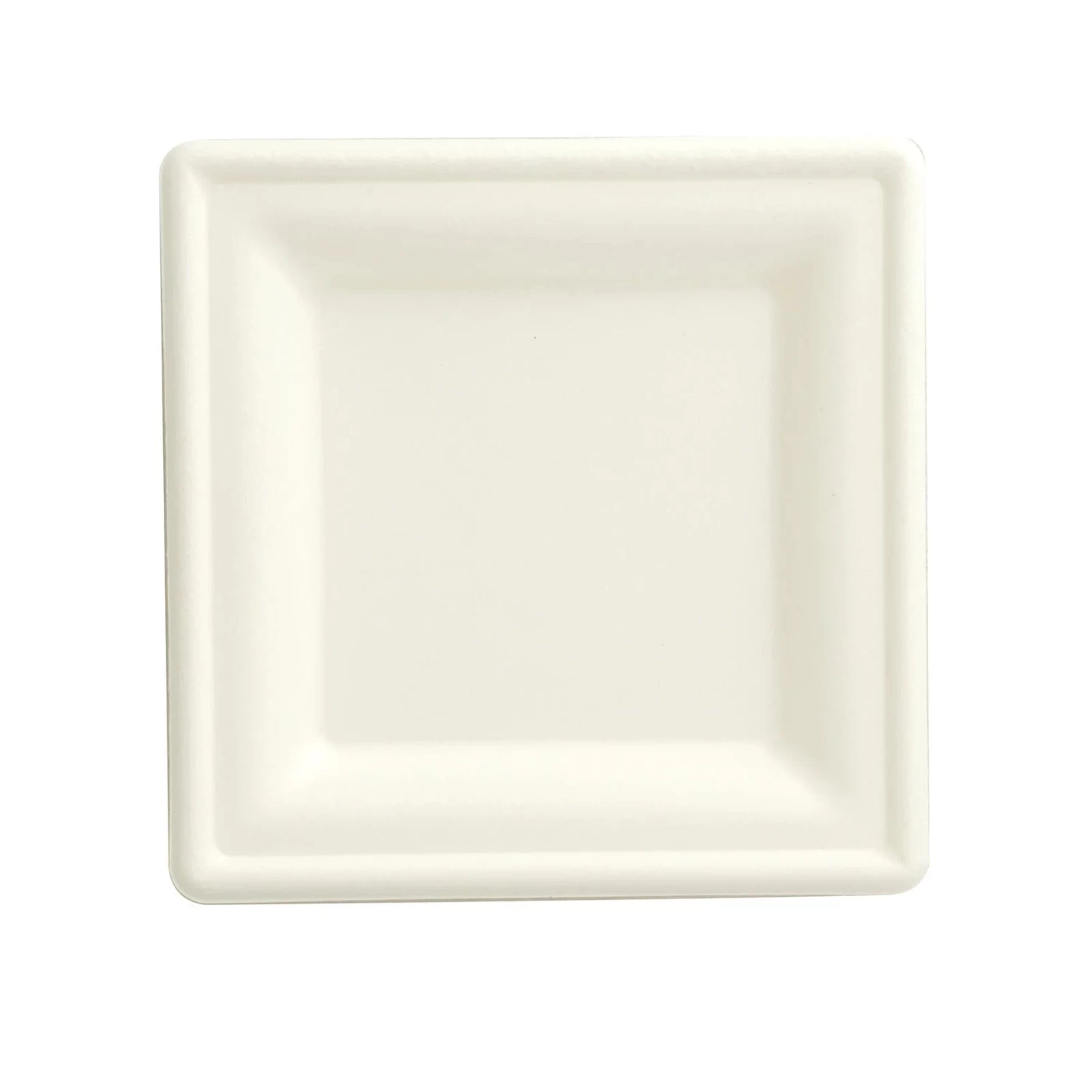 50 White Square Sustainable Bagasse Disposable Salad Dinner Plates - Image 9