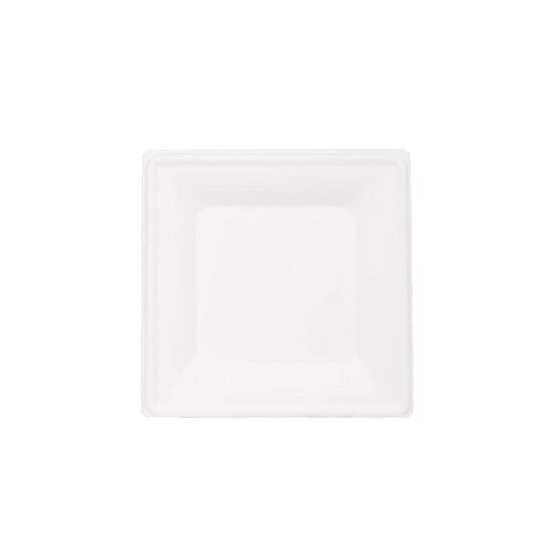 50 White Square Sustainable Bagasse Disposable Salad Dinner Plates - Image 14