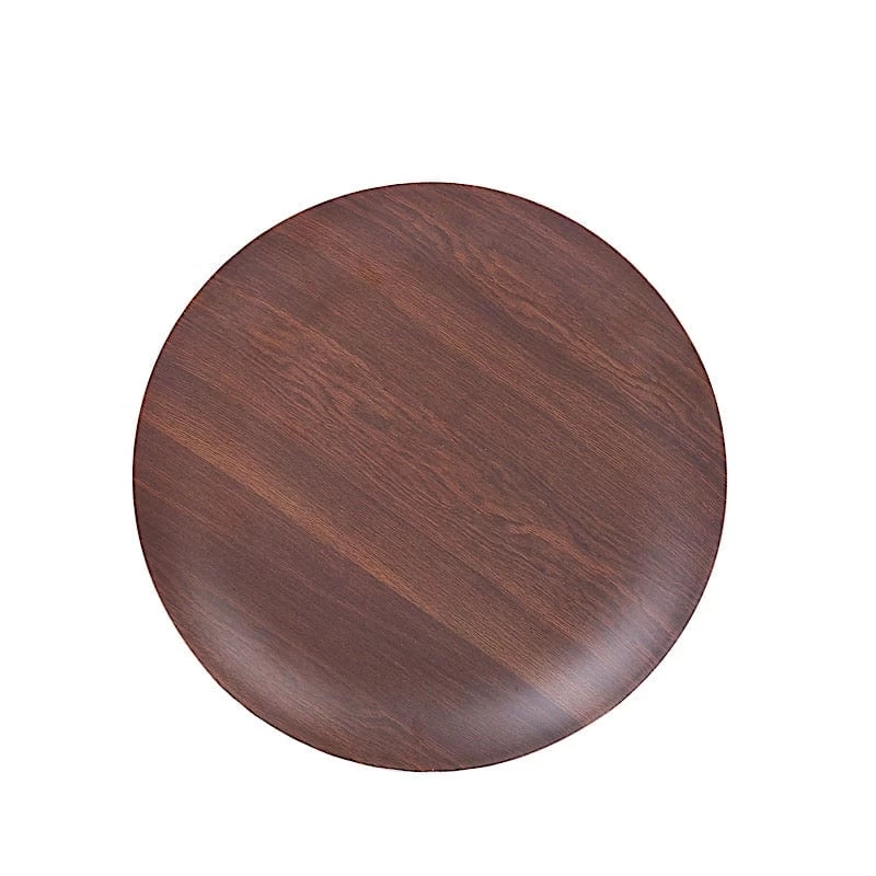 6 Round Disposable Heavy Duty Plastic Plates Wood Grain Design - Image 4