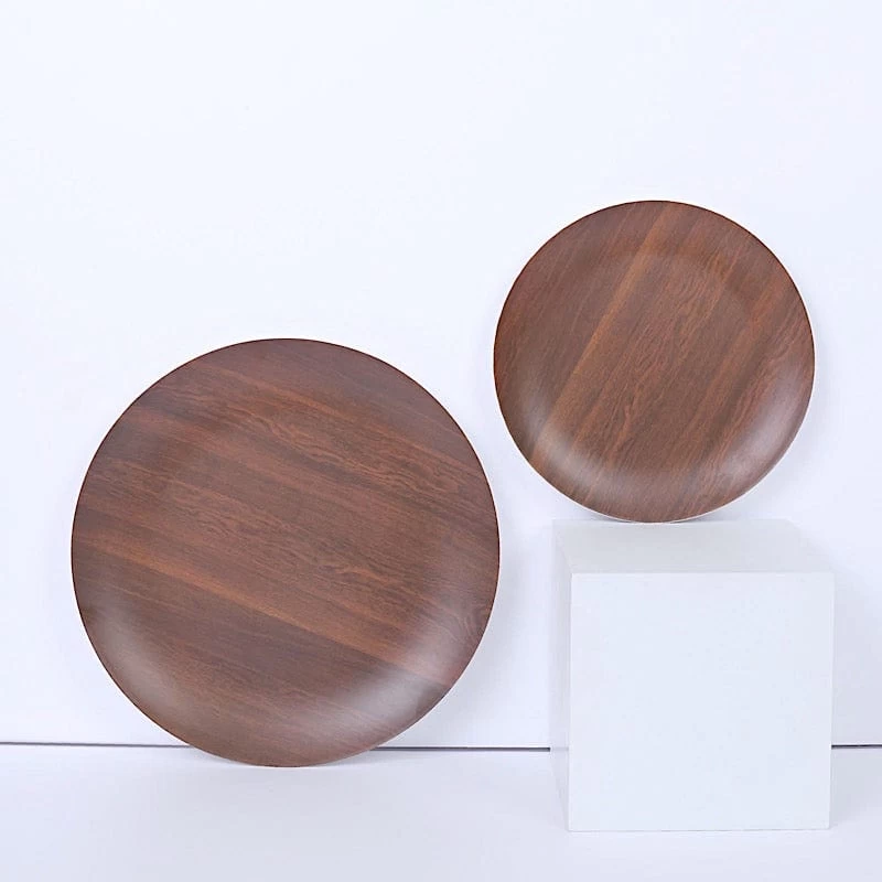 6 Round Disposable Heavy Duty Plastic Plates Wood Grain Design - Image 18