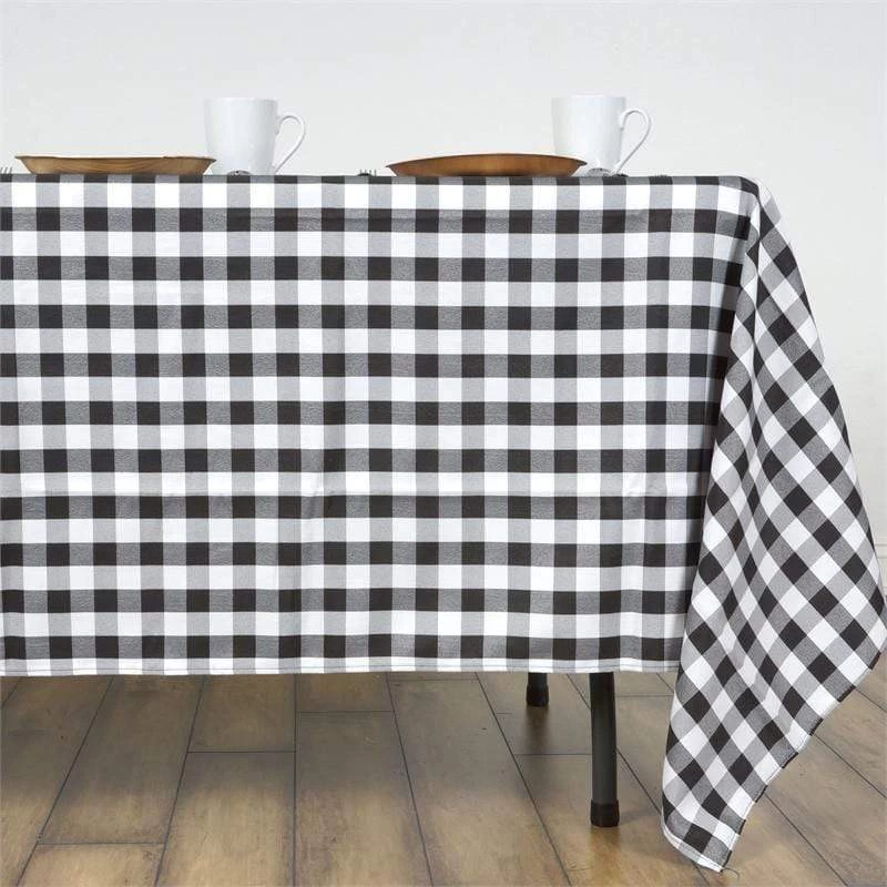 60x126" Gingham Checkered Polyester Rectangular Tablecloth - Image 3