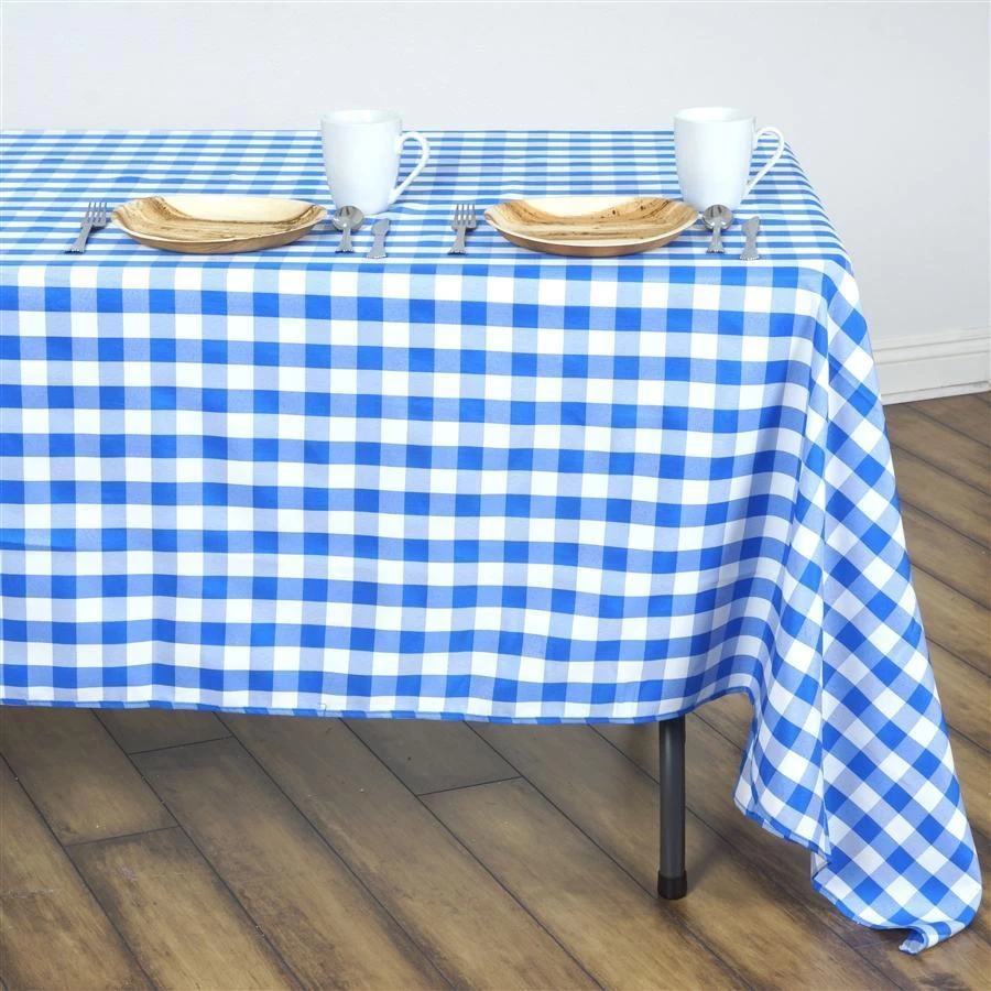 60x126" Gingham Checkered Polyester Rectangular Tablecloth - Image 9