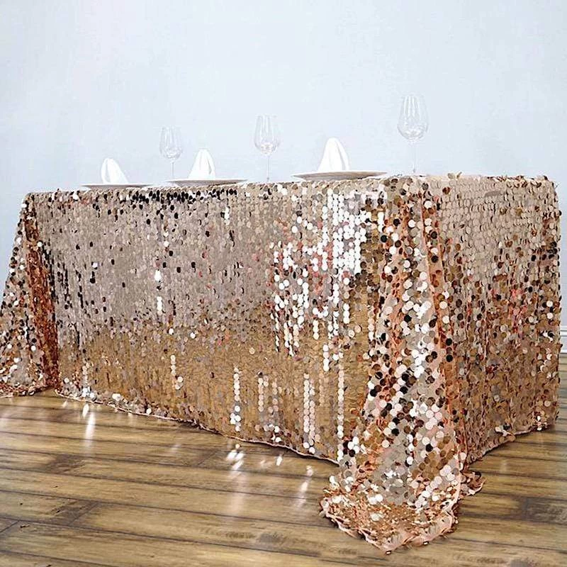 90" X 132" Big Payette Sequin Rectangular Tablecloth - Image 3