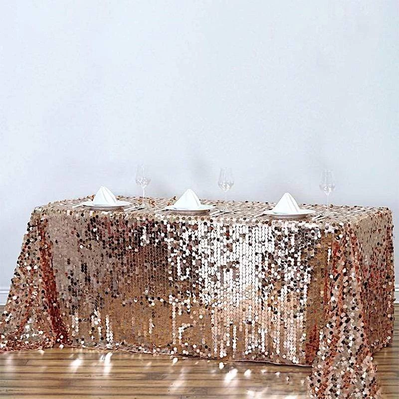 90" X 132" Big Payette Sequin Rectangular Tablecloth