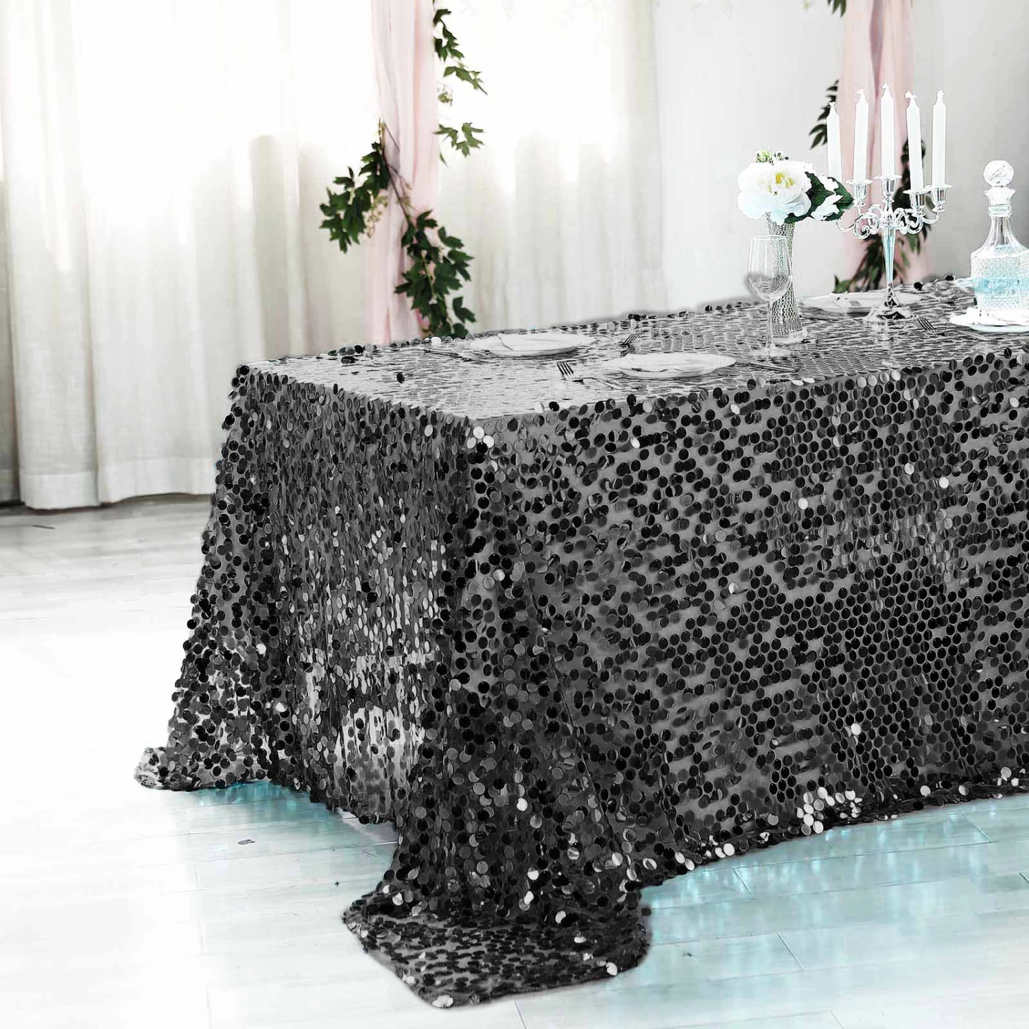 90" X 156" Big Payette Sequin Rectangular Tablecloth - Image 15