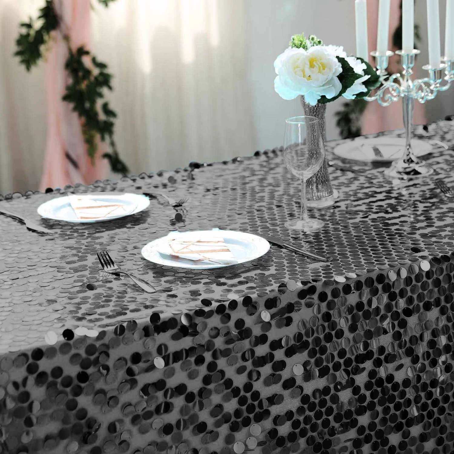 90" X 156" Big Payette Sequin Rectangular Tablecloth - Image 18