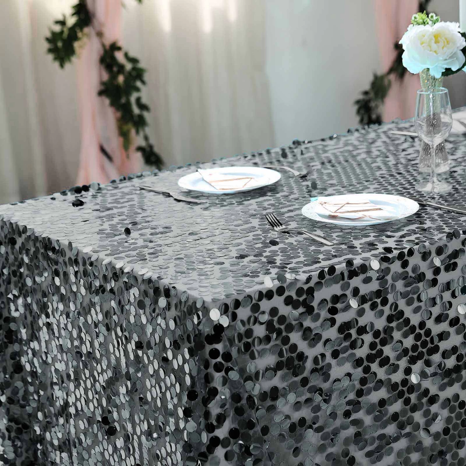 90" X 156" Big Payette Sequin Rectangular Tablecloth - Image 16