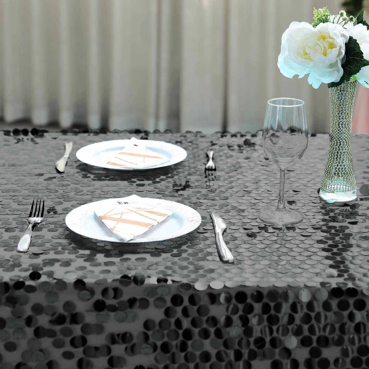 90" X 156" Big Payette Sequin Rectangular Tablecloth - Image 17