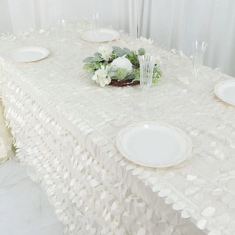 90x132 In Taffeta Rectangle Tablecloth With Leaf Petals Design - Image 14