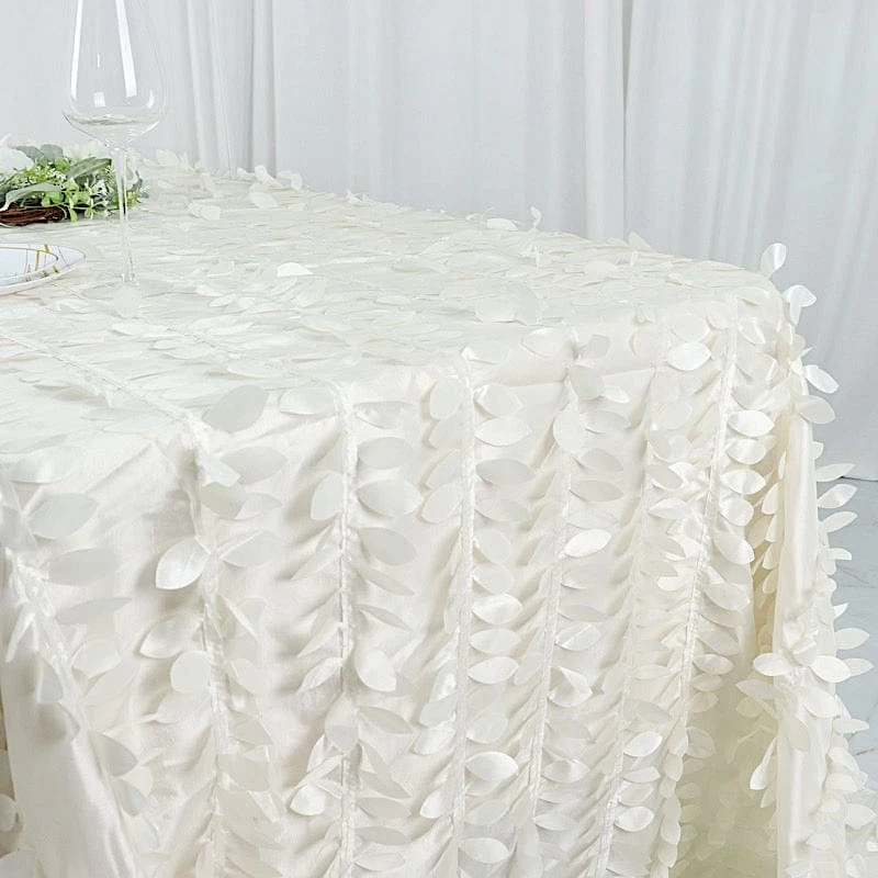90x132 In Taffeta Rectangle Tablecloth With Leaf Petals Design - Image 17