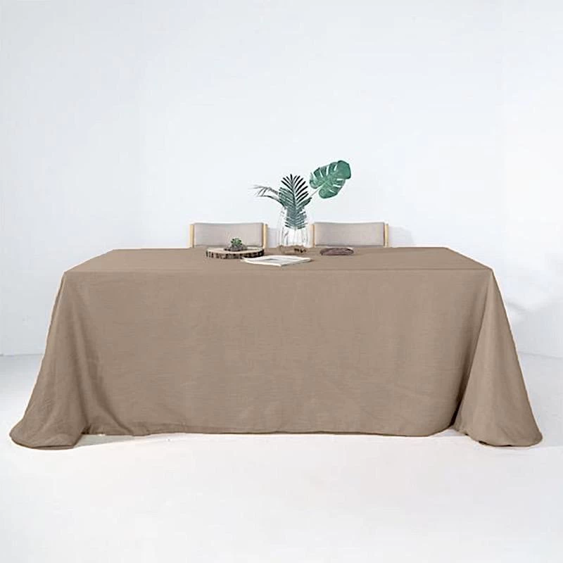 90x132 In Rectangular Premium Polyester Faux Burlap Tablecloth - Image 4