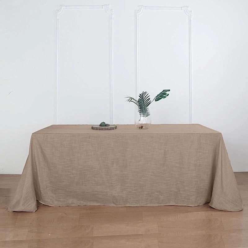 90x132 In Rectangular Premium Polyester Faux Burlap Tablecloth - Image 5