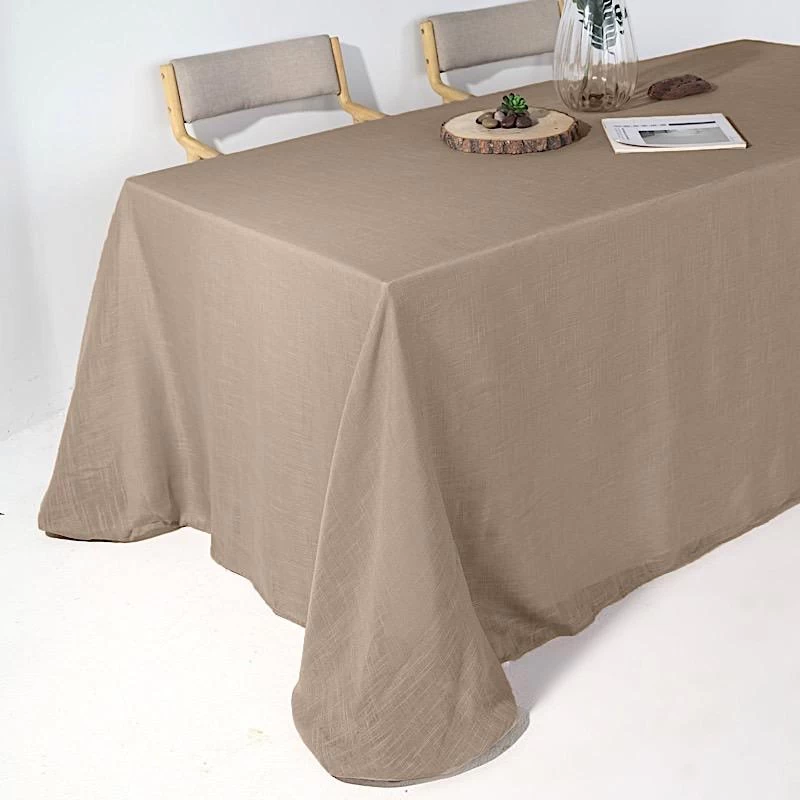 90x132 In Rectangular Premium Polyester Faux Burlap Tablecloth - Image 8