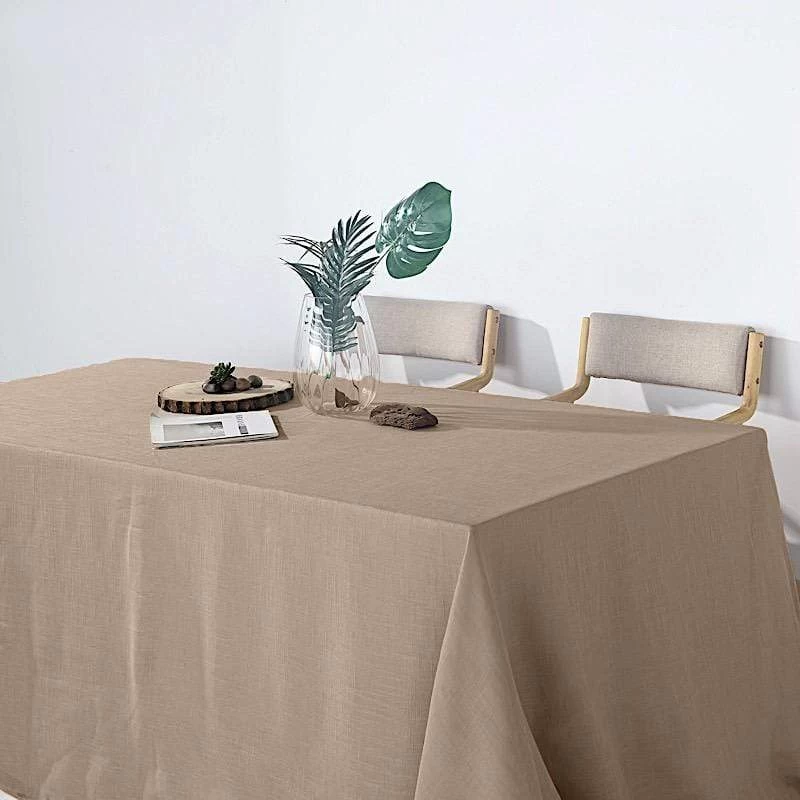 90x132 In Rectangular Premium Polyester Faux Burlap Tablecloth - Image 7