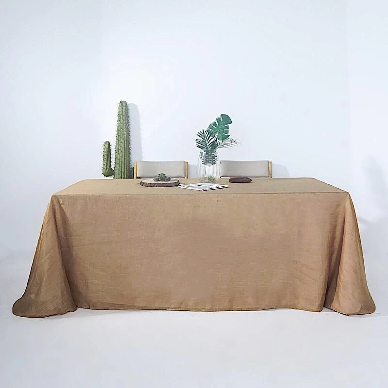 90x132 In Rectangular Premium Polyester Faux Burlap Tablecloth - Image 20