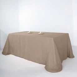 90x132 In Rectangular Premium Polyester Faux Burlap Tablecloth
