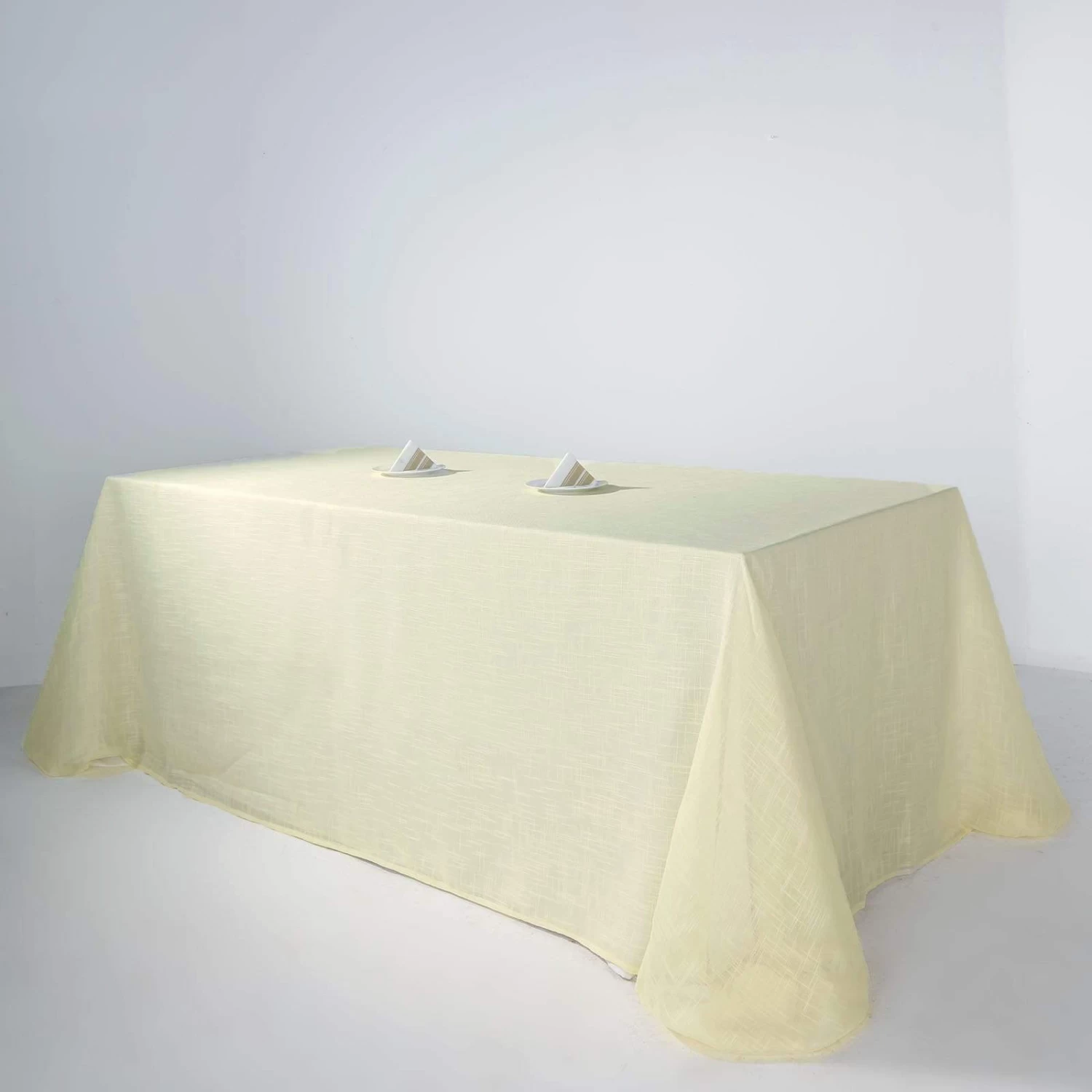 90x132 In Rectangular Premium Polyester Faux Burlap Tablecloth - Image 12