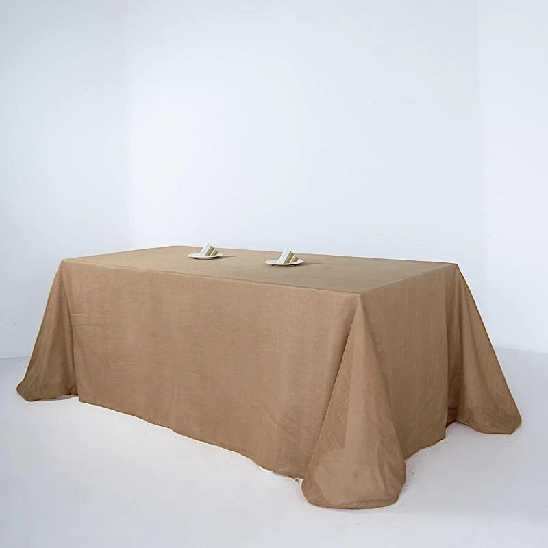 90x132 In Rectangular Premium Polyester Faux Burlap Tablecloth - Image 19