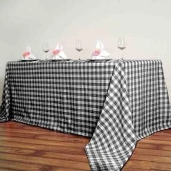 90x132 Inch Gingham Checkered Polyester Rectangular Tablecloth