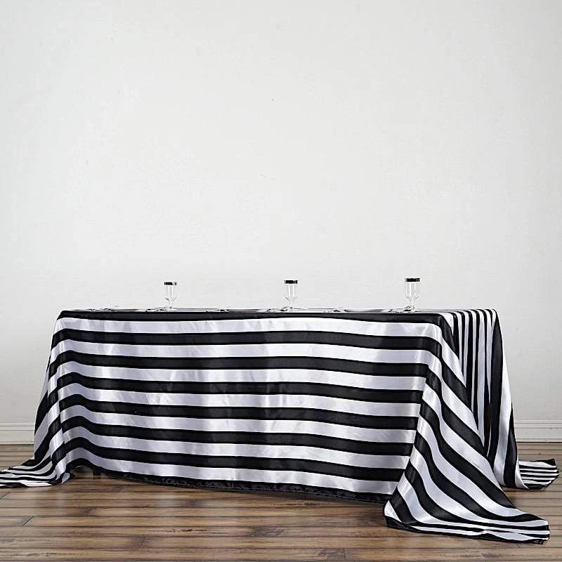 90x132" Stripes Satin Rectangle Tablecloth - Image 2