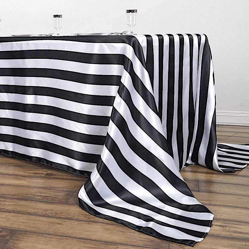 90x132" Stripes Satin Rectangle Tablecloth - Image 3