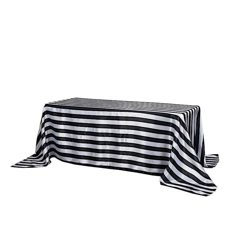 90x132" Stripes Satin Rectangle Tablecloth - Image 4