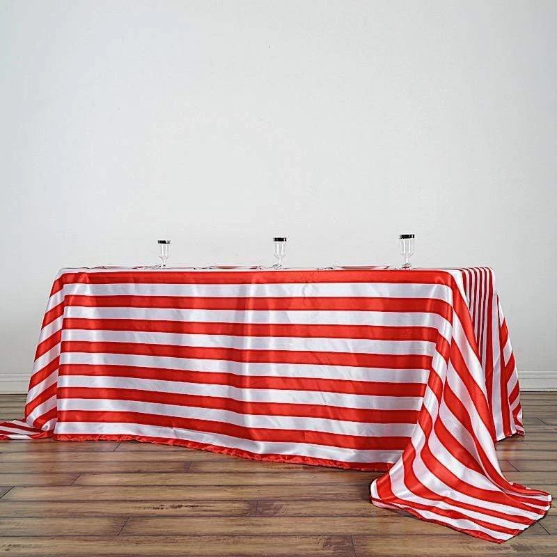 90x132" Stripes Satin Rectangle Tablecloth - Image 6