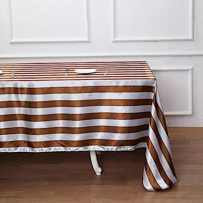 90x132" Stripes Satin Rectangle Tablecloth - Image 12