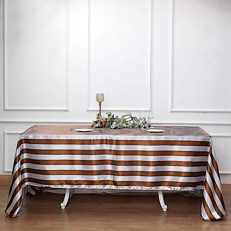 90x132" Stripes Satin Rectangle Tablecloth - Image 14