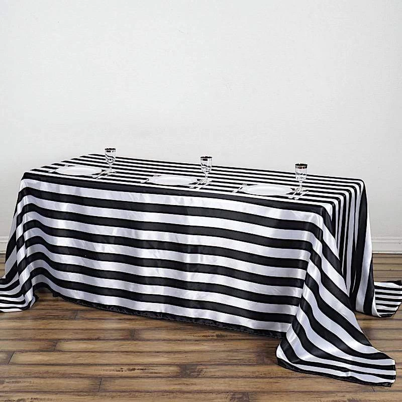 90x132" Stripes Satin Rectangle Tablecloth