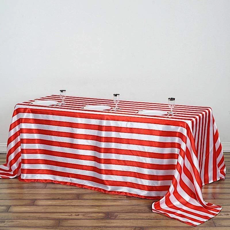 90x132" Stripes Satin Rectangle Tablecloth - Image 5