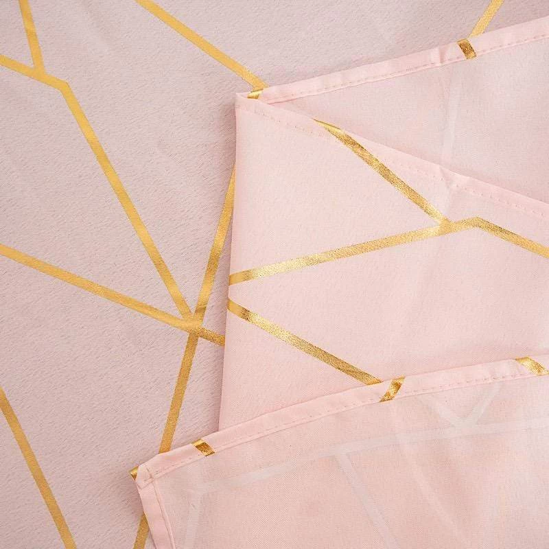 90x156 In Metallic Geometric Design Polyester Rectangle Tablecloth - Image 9